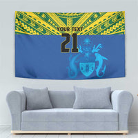 Solomon Islands Rugby Custom Tapestry Simple Coat of arm Polynesian Pattern