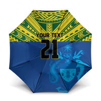 Solomon Islands Rugby Custom Umbrella Simple Coat of arm Polynesian Pattern - Polynesian Pride
