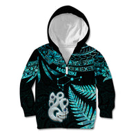 Matariki New Zealand Kid Hoodie Maori Manaia with Paua Shell - Aqua LT9 Zip Hoodie Aqua - Polynesian Pride