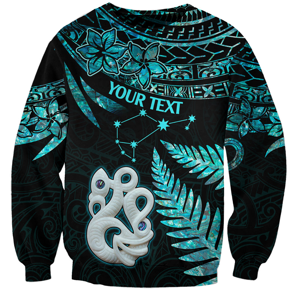 Custom Matariki New Zealand Sweatshirt Maori Manaia with Paua Shell - Aqua LT9 Unisex Aqua - Polynesian Pride