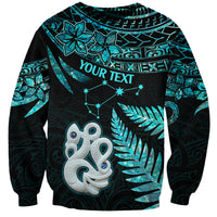 Custom Matariki New Zealand Sweatshirt Maori Manaia with Paua Shell - Aqua LT9 Unisex Aqua - Polynesian Pride