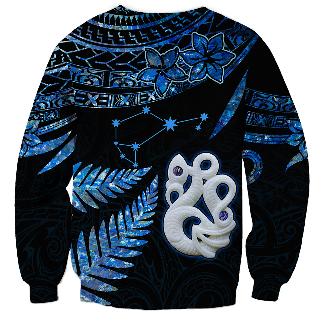 Matariki New Zealand Sweatshirt Maori Manaia with Paua Shell - Blue LT9 - Polynesian Pride
