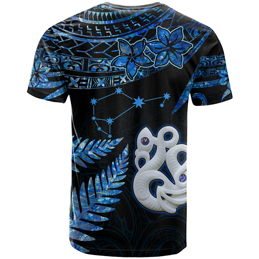 Matariki New Zealand T Shirt Maori Manaia with Paua Shell Blue LT9 - Polynesian Pride