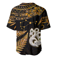 Maori Baseball Jersey Matariki Stars Manaia with Paua Shell - Gold LT9 - Polynesian Pride