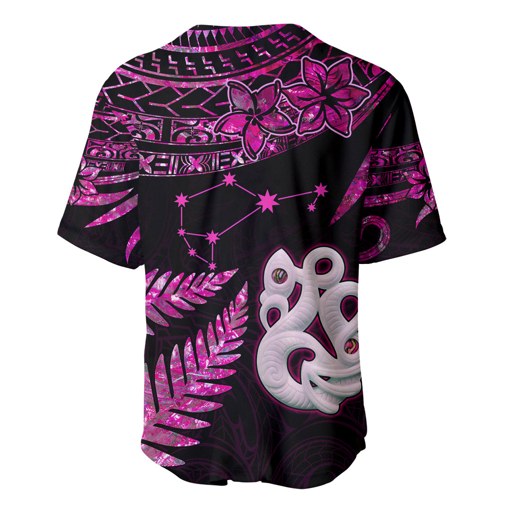 New Zealand Baseball Jersey Matariki NZ Manaia with Paua Shell - Pink LT9 - Polynesian Pride