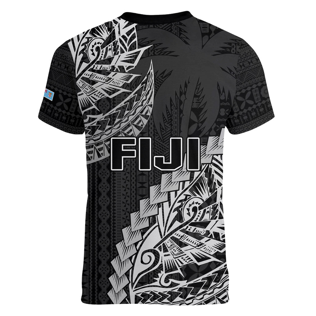 Fiji Rugby Women V Neck T Shirt Kaiviti Fijian Tribal World Cup Black LT9 - Polynesian Pride