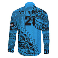 Custom Fiji Rugby Family Matching Puletasi Dress and Hawaiian Shirt Kaiviti Fijian Tribal World Cup Blue No1 LT9 - Polynesian Pride