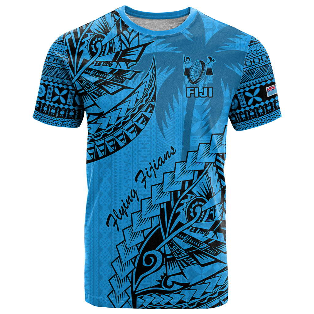 Custom Fiji Rugby T Shirt Kaiviti Fijian Tribal World Cup Blue No1 LT9 Blue - Polynesian Pride