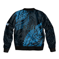 Fiji Rugby Sleeve Zip Bomber Jacket Kaiviti Fijian Tribal World Cup Blue No2 LT9 - Polynesian Pride