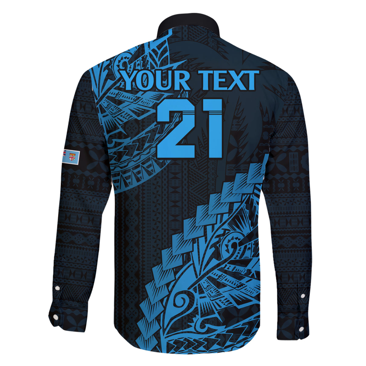 Custom Fiji Rugby Family Matching Short Sleeve Bodycon Dress and Hawaiian Shirt Kaiviti Fijian Tribal World Cup Blue No2 LT9 - Polynesian Pride