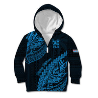 Custom Fiji Rugby Kid Hoodie Kaiviti Fijian Tribal World Cup Blue No2 LT9 - Polynesian Pride