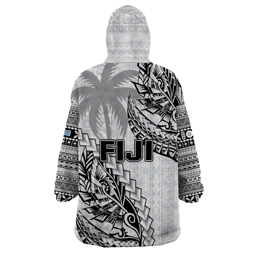 Fiji Rugby Wearable Blanket Hoodie Kaiviti Fijian Tribal World Cup White LT9 - Polynesian Pride