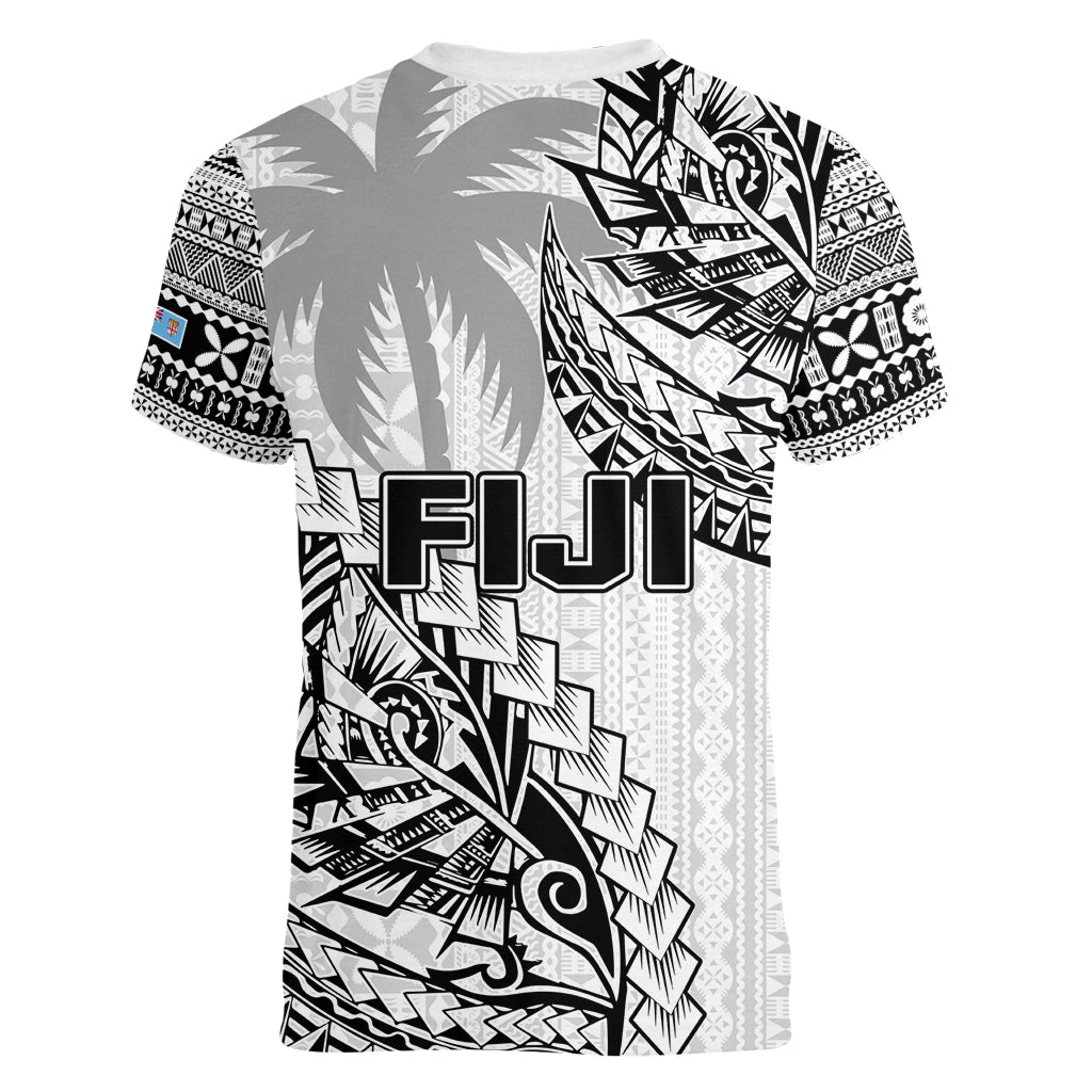 Fiji Rugby Women V Neck T Shirt Kaiviti Fijian Tribal World Cup White LT9 - Polynesian Pride