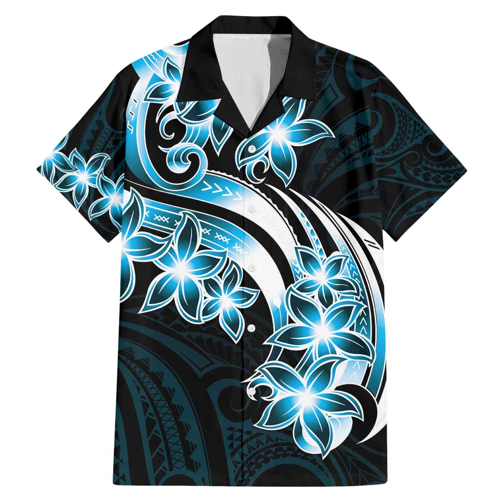 Plumeria Tribal Tattoo Family Matching Mermaid Dress and Hawaiian Shirt Blue Polynesian Pattern