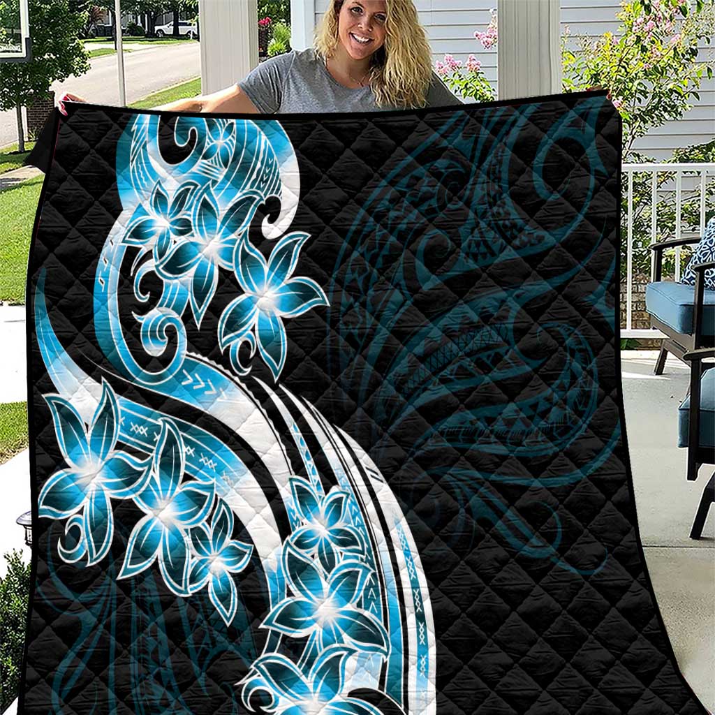 Plumeria Tribal Tattoo Quilt Blue Polynesian Pattern LT9 Blue - Polynesian Pride