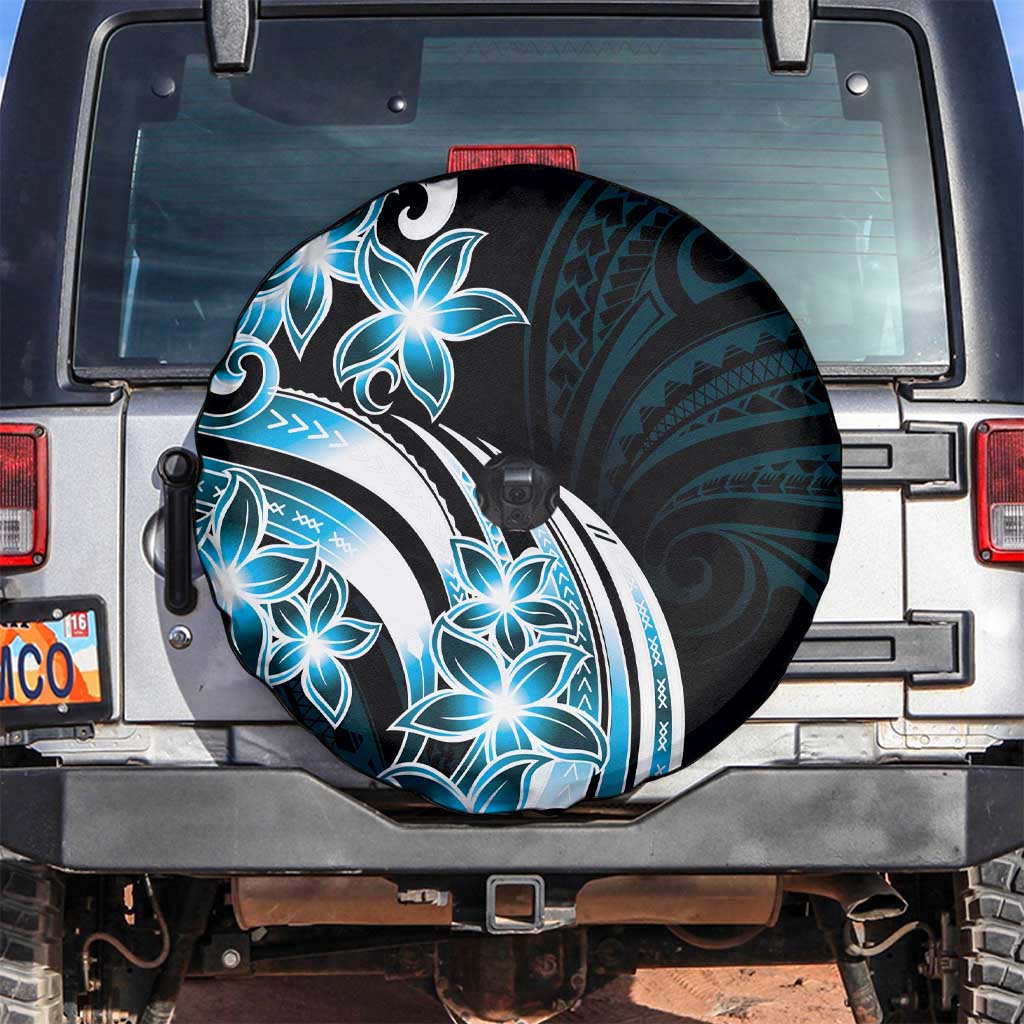 Plumeria Tribal Tattoo Spare Tire Cover Blue Polynesian Pattern LT9 Blue - Polynesian Pride
