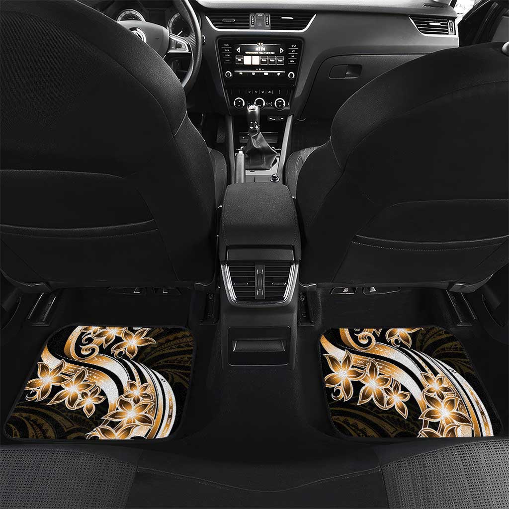 Plumeria Tribal Tattoo Car Mats Gold Polynesian Pattern