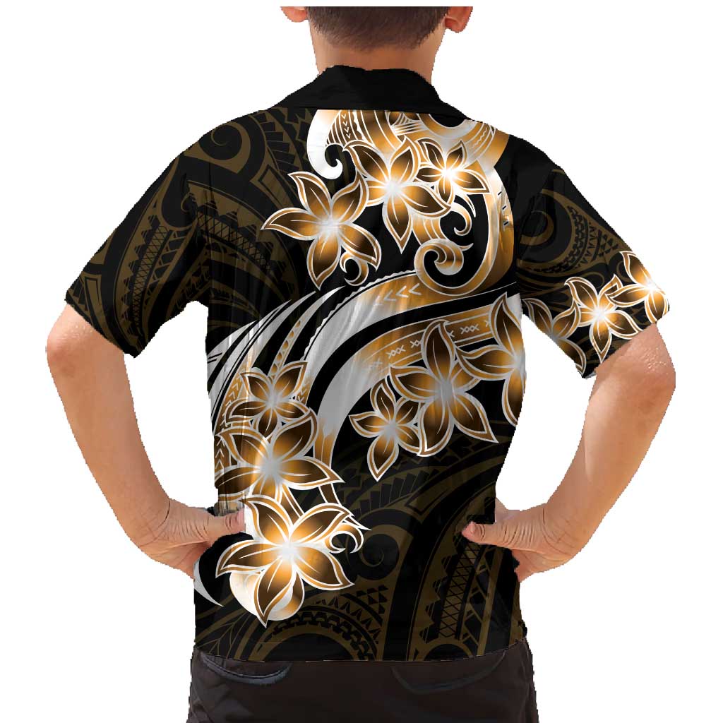 Plumeria Tribal Tattoo Family Matching Mermaid Dress and Hawaiian Shirt Gold Polynesian Pattern