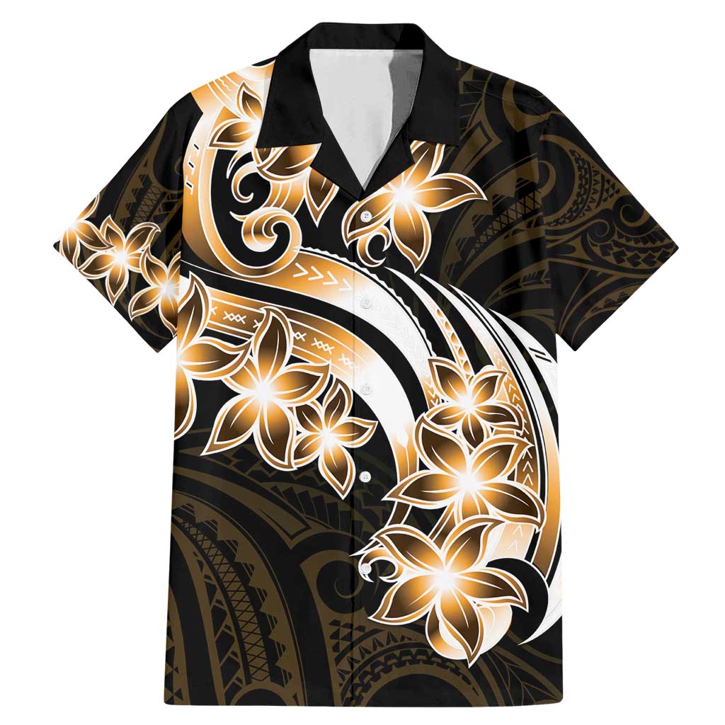 Plumeria Tribal Tattoo Family Matching Mermaid Dress and Hawaiian Shirt Gold Polynesian Pattern