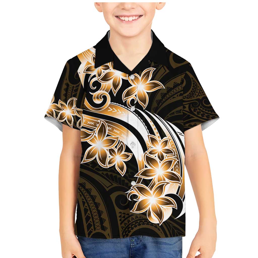 Plumeria Tribal Tattoo Family Matching Mermaid Dress and Hawaiian Shirt Gold Polynesian Pattern