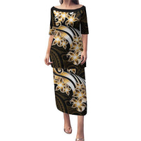 Plumeria Tribal Tattoo Puletasi Gold Polynesian Pattern