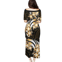 Plumeria Tribal Tattoo Puletasi Gold Polynesian Pattern