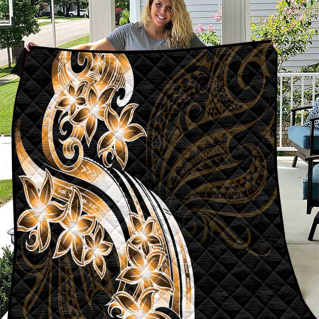 Plumeria Tribal Tattoo Quilt Gold Polynesian Pattern LT9 Gold - Polynesian Pride