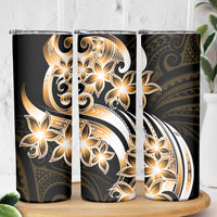 Plumeria Tribal Tattoo Skinny Tumbler Gold Polynesian Pattern