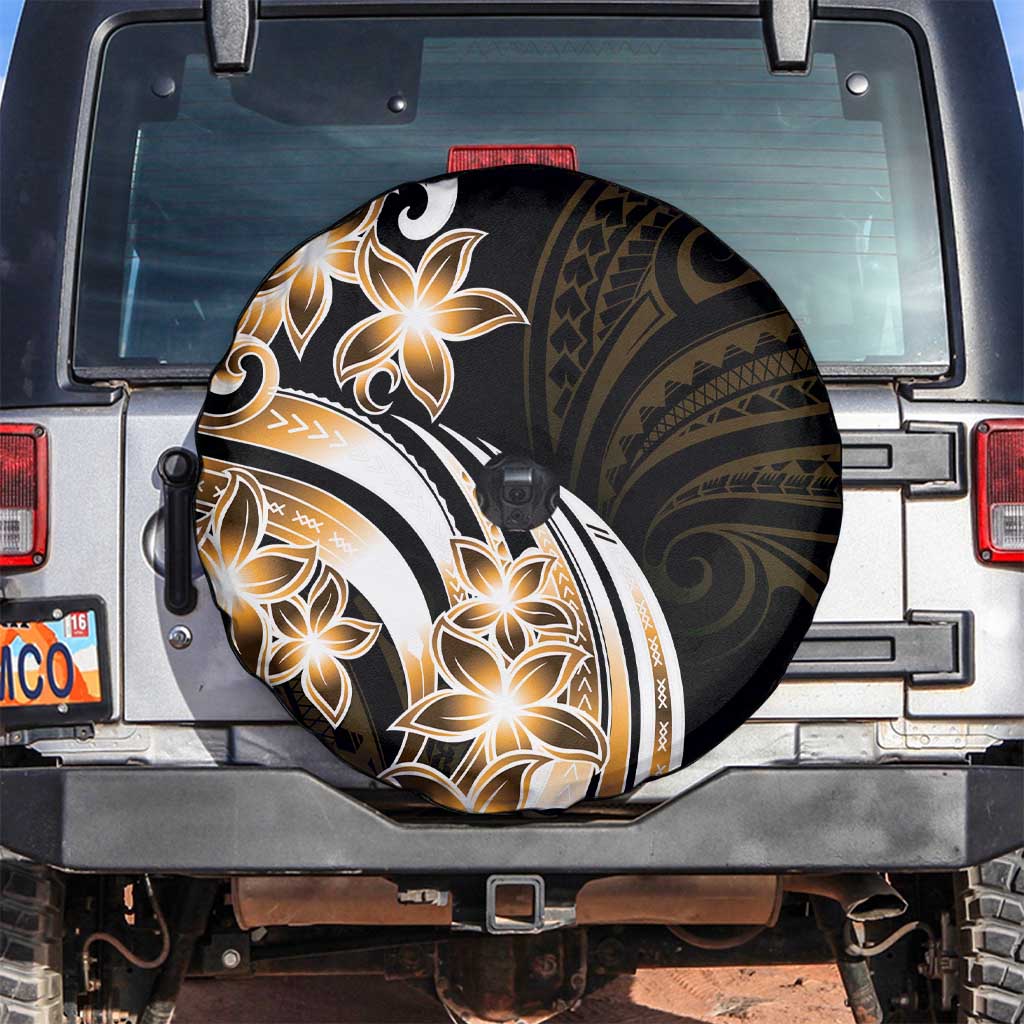 Plumeria Tribal Tattoo Spare Tire Cover Gold Polynesian Pattern LT9 Gold - Polynesian Pride