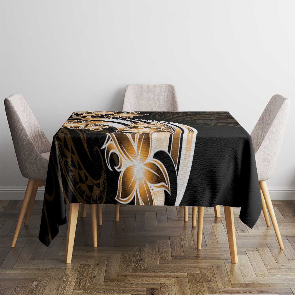 Plumeria Tribal Tattoo Tablecloth Gold Polynesian Pattern