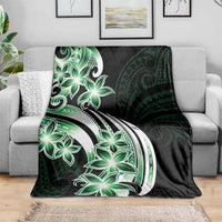 Plumeria Tribal Tattoo Blanket Green Polynesian Pattern