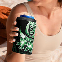 Plumeria Tribal Tattoo 4 in 1 Can Cooler Tumbler Green Polynesian Pattern