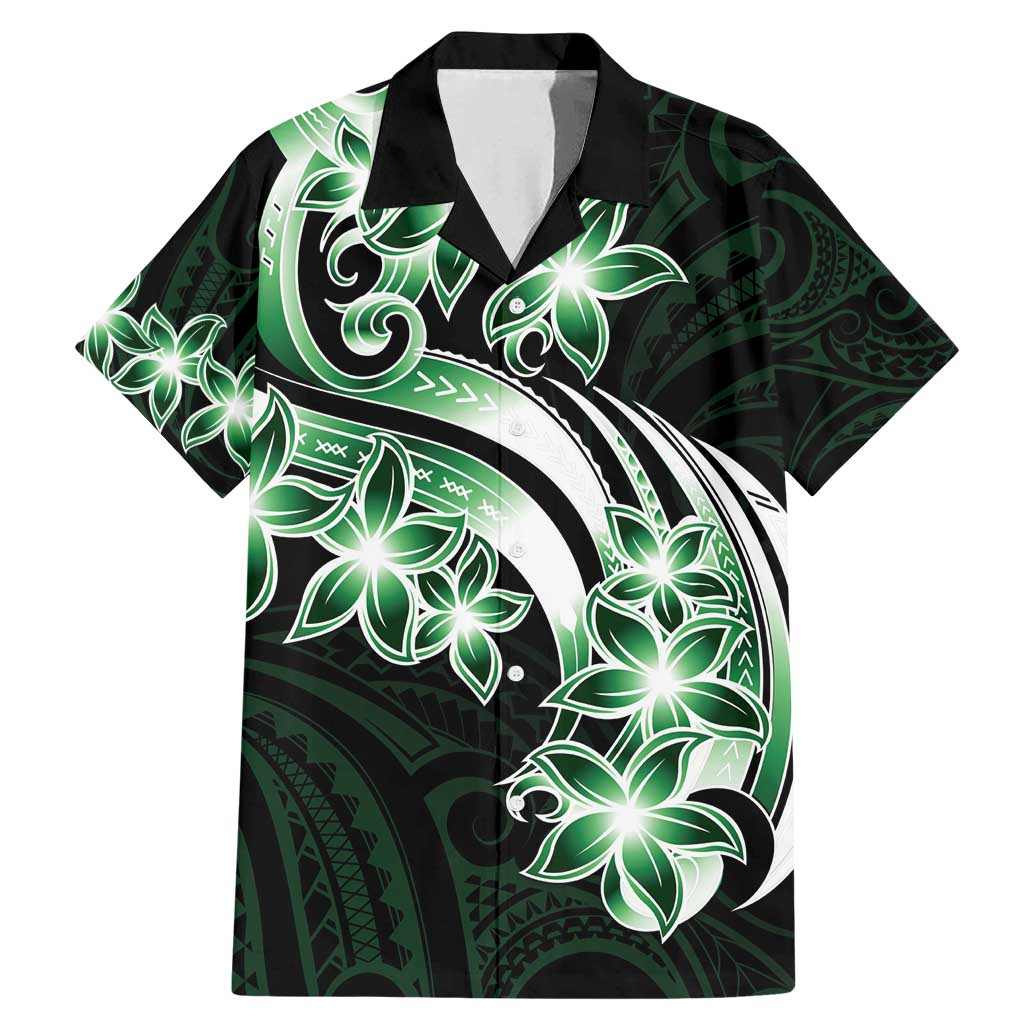 Plumeria Tribal Tattoo Family Matching Mermaid Dress and Hawaiian Shirt Green Polynesian Pattern