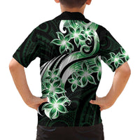 Plumeria Tribal Tattoo Family Matching Puletasi and Hawaiian Shirt Green Polynesian Pattern