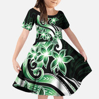 Plumeria Tribal Tattoo Family Matching Tank Maxi Dress and Hawaiian Shirt Green Polynesian Pattern