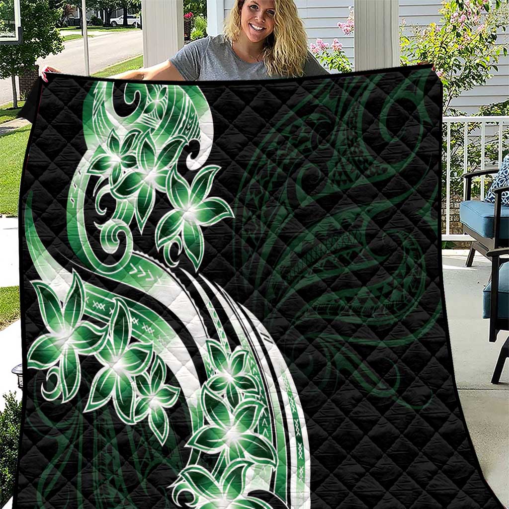 Plumeria Tribal Tattoo Quilt Green Polynesian Pattern LT9 Green - Polynesian Pride