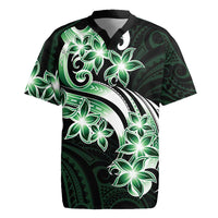 Plumeria Tribal Tattoo Rugby Jersey Green Polynesian Pattern