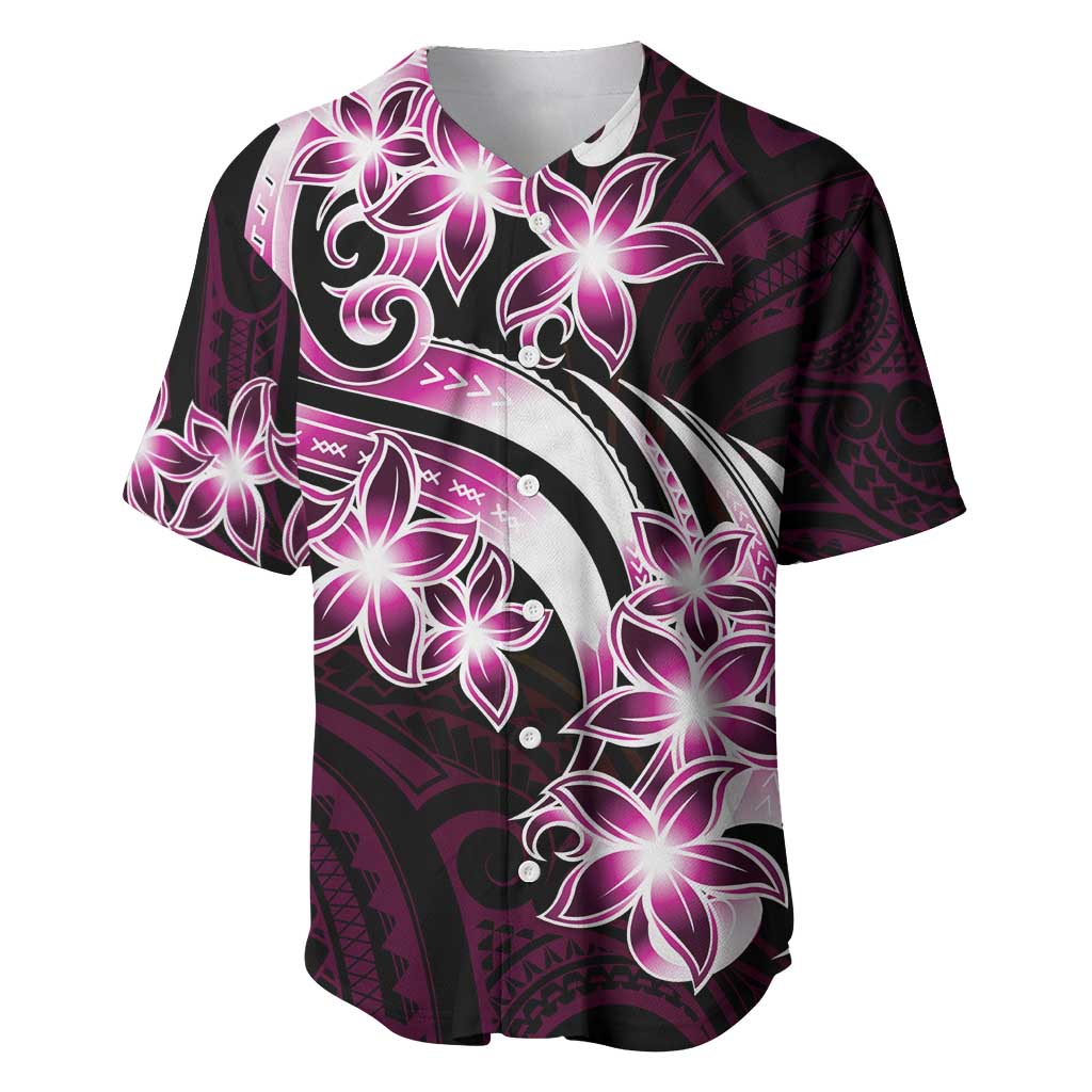 Plumeria Tribal Tattoo Baseball Jersey Pink Polynesian Pattern LT9 Pink - Polynesian Pride