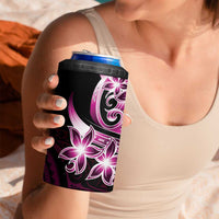 Plumeria Tribal Tattoo 4 in 1 Can Cooler Tumbler Pink Polynesian Pattern