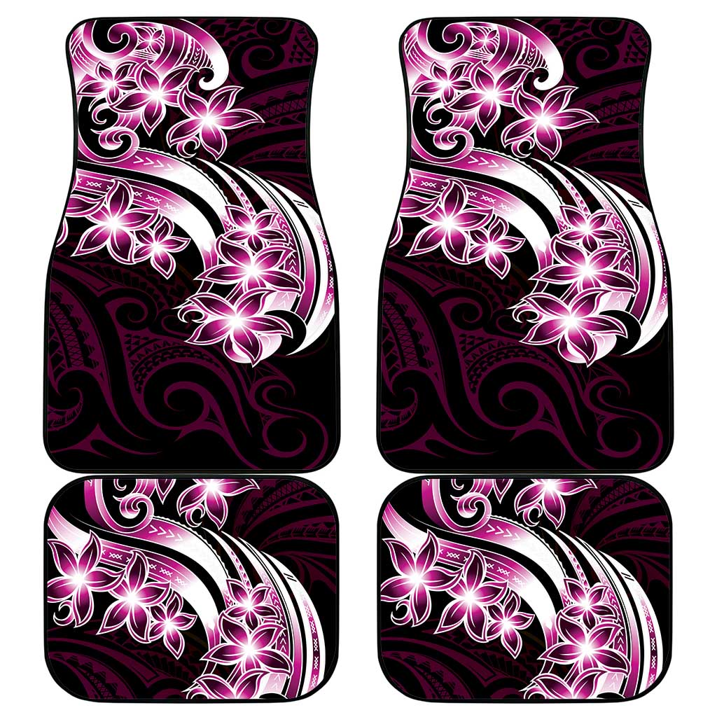 Plumeria Tribal Tattoo Car Mats Pink Polynesian Pattern