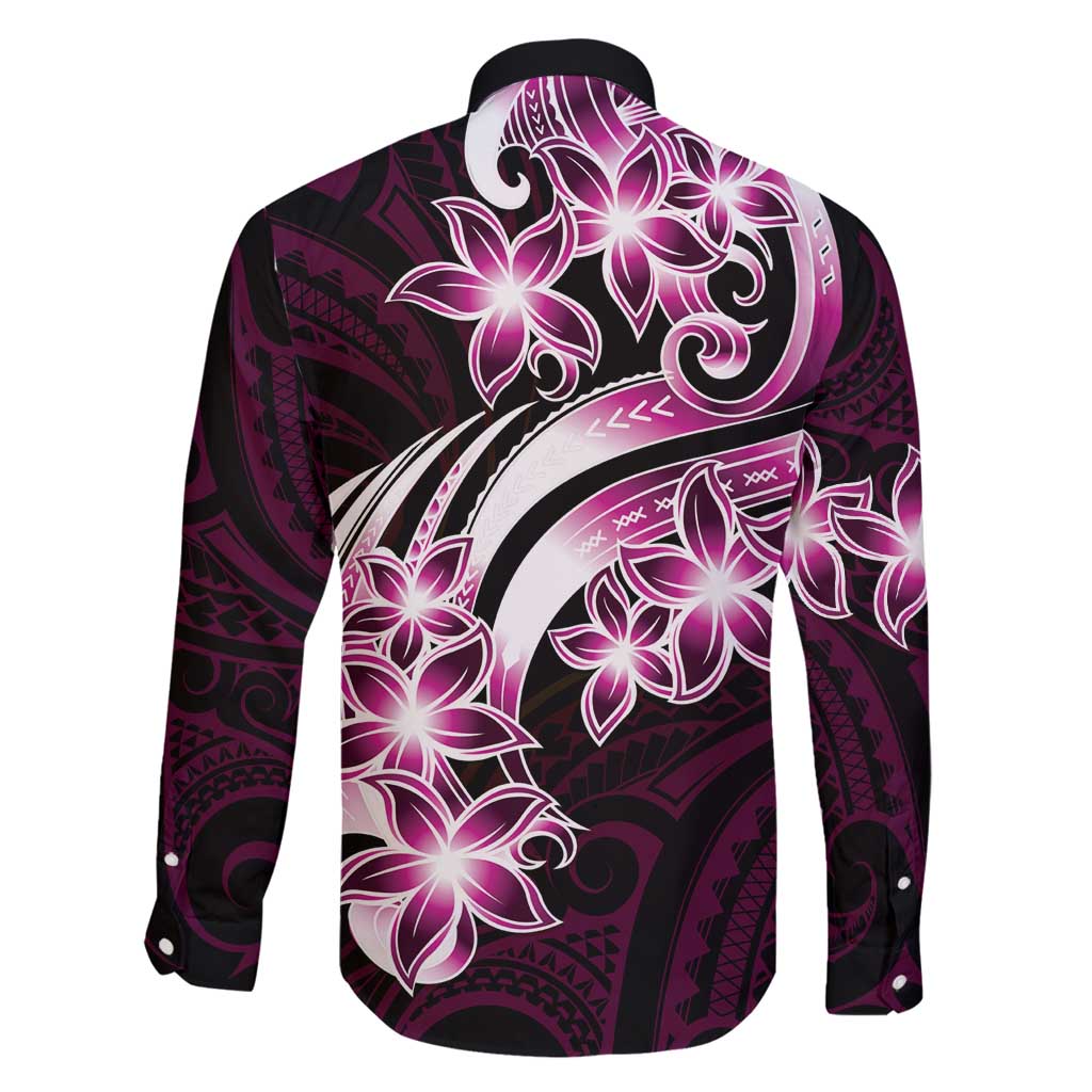 Plumeria Tribal Tattoo Family Matching Tank Maxi Dress and Hawaiian Shirt Pink Polynesian Pattern