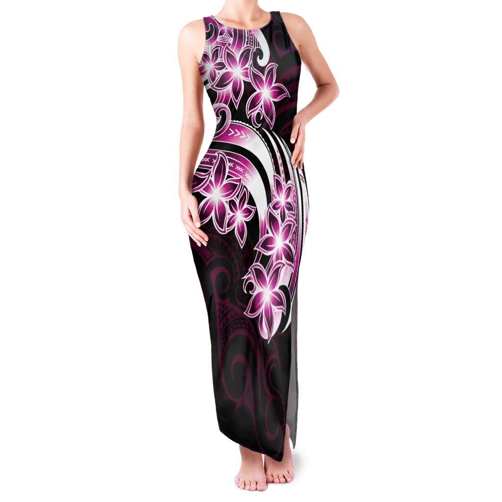 Plumeria Tribal Tattoo Family Matching Tank Maxi Dress and Hawaiian Shirt Pink Polynesian Pattern