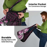 Plumeria Tribal Tattoo Grocery Bag Pink Polynesian Pattern