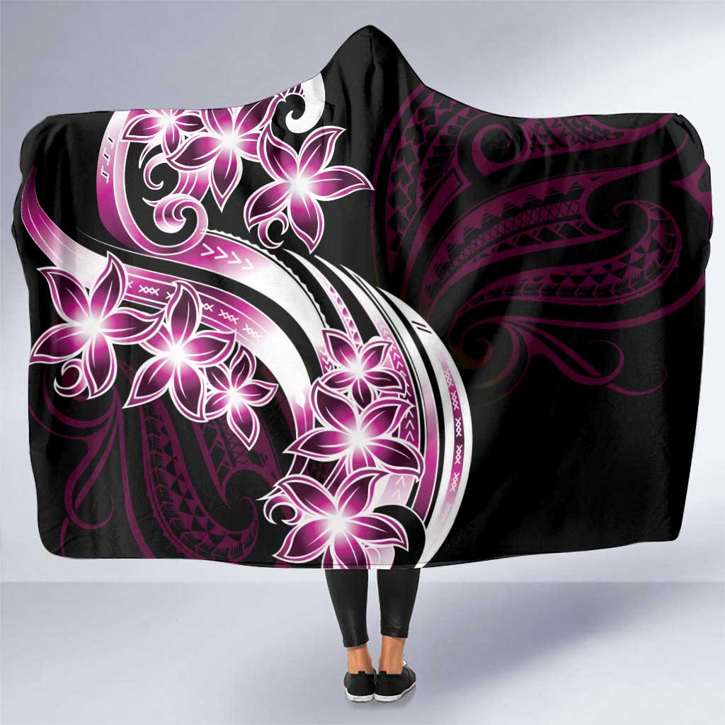 Plumeria Tribal Tattoo Hooded Blanket Pink Polynesian Pattern LT9 One Size Pink - Polynesian Pride