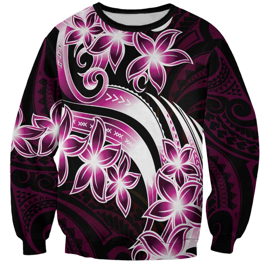 Plumeria Tribal Tattoo Sweatshirt Pink Polynesian Pattern LT9 Unisex Pink - Polynesian Pride