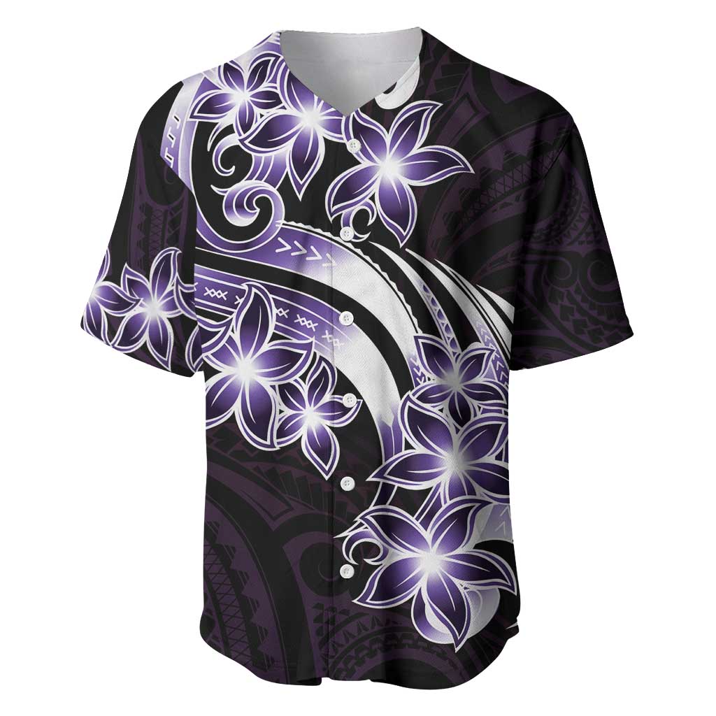 Plumeria Tribal Tattoo Baseball Jersey Purple Polynesian Pattern LT9 Purple - Polynesian Pride