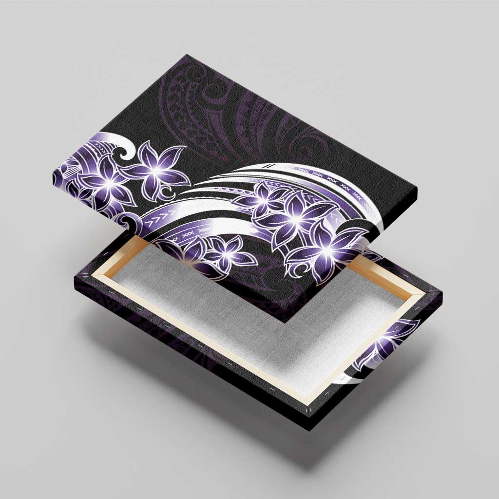 Plumeria Tribal Tattoo Canvas Wall Art Purple Polynesian Pattern