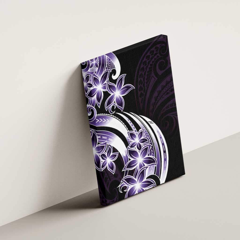 Plumeria Tribal Tattoo Canvas Wall Art Purple Polynesian Pattern