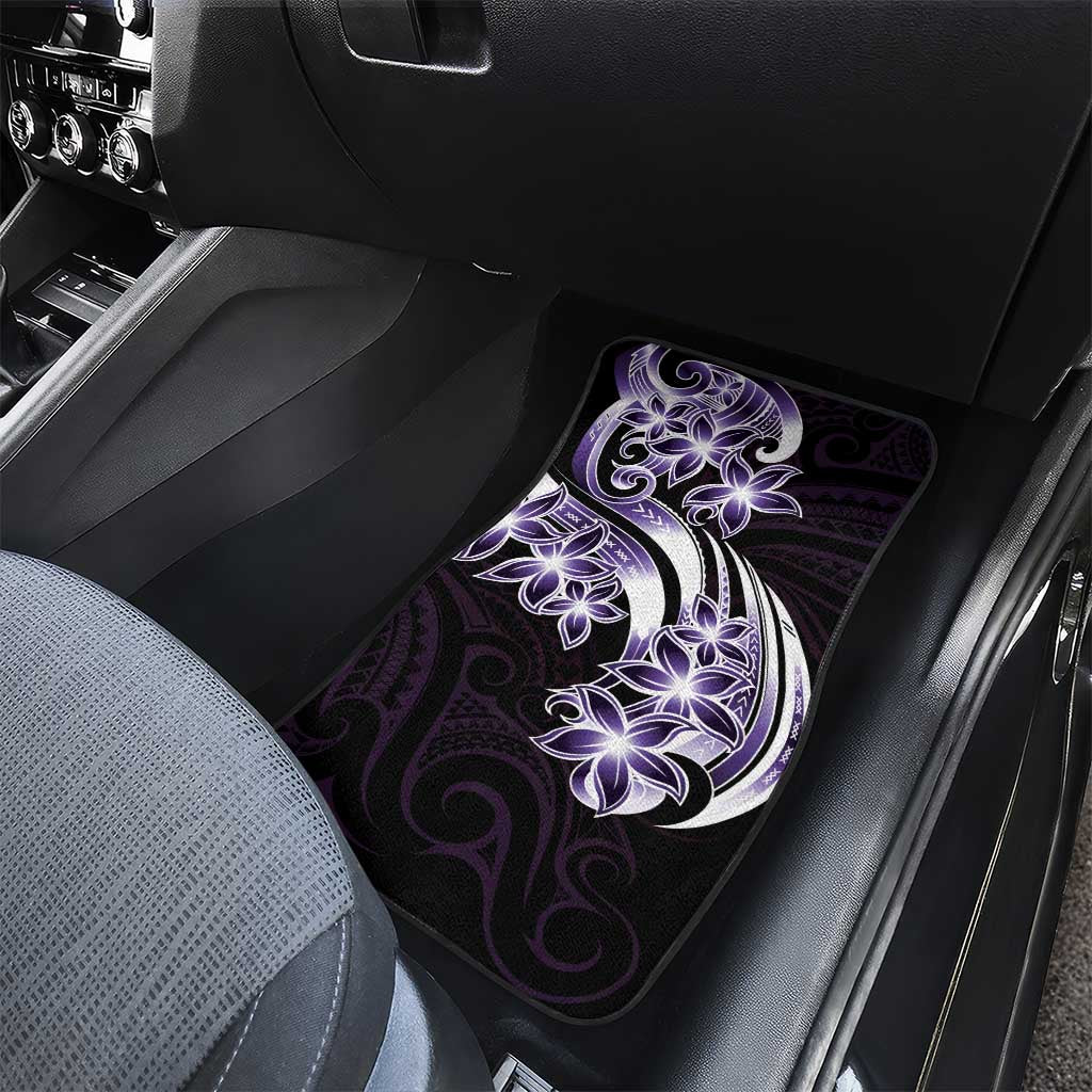 Plumeria Tribal Tattoo Car Mats Purple Polynesian Pattern