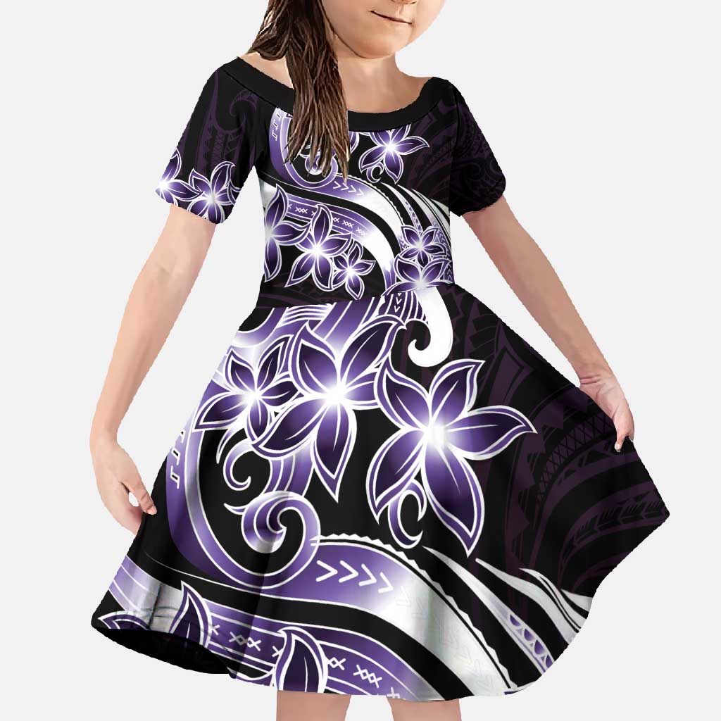 Plumeria Tribal Tattoo Family Matching Mermaid Dress and Hawaiian Shirt Purple Polynesian Pattern